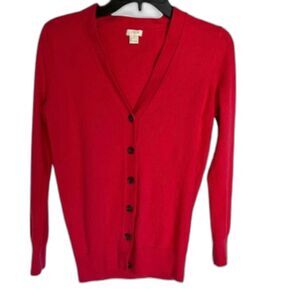 J.Crew Cardigan XS wool blend V Neck PINK Twee Preppy Classic